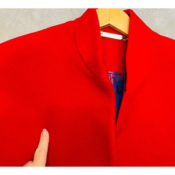 Soft Surroundings Wool Blend Coat Womens M‎ Red Frog Clasp Long City Holiday - Picture 13 of 14